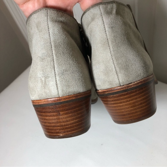 Sam Edelman Leather Suede Petty Zipper Tan grayish Putty Ankle Booties  10M - Picture 4 of 15